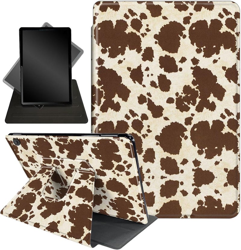 Mxfdegf for Fire HD 10 Tablet Case 11th Generation 2021 and Amazon Fire HD10 Plus Case 10.1", 360 Degree Rotating Stand Smart Protective Case,for Fire HD 10 2021 Tablet,Brown Cow Print Pattern - Image 1