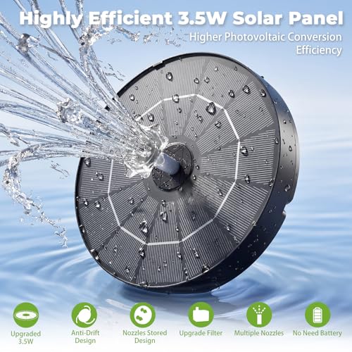 AISITIN 35W Solar Fountain for Bird Bath Upgraded 2026 Solar Water Fountain Kit with 3 Fixed Bracket Multiple Nozzles Storage Interface for Bird Bath Garden Courtyard Pond Pool and Outdoor - Image 3