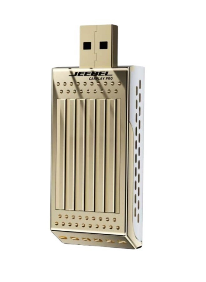JEEBEL CarPlay and Android Auto USB Adapter 64GB Storage 4GB RAM  Gold - Image 1