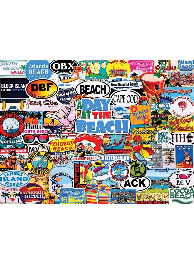 WHITE MOUNTAIN Puzzles A Day At The Beach 1000 Piece Jigsaw Puzzle - Image 1