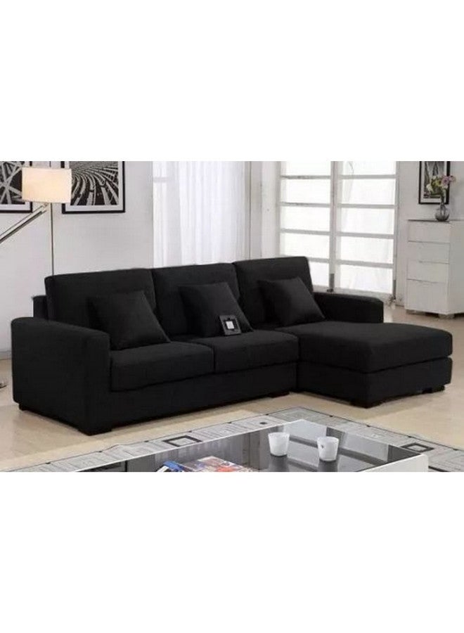 الهوم كنبة زاوية 4 مقاعد شكل حرفL   بمقاس 180x85x250x90 سم - أسود - Image 1