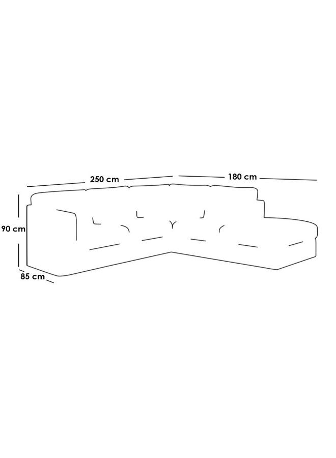 الهوم كنبة زاوية 4 مقاعد شكل حرفL   بمقاس 180x85x250x90 سم - أسود - Image 2