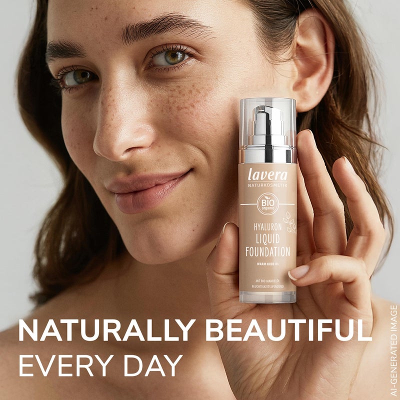 lavera Hyaluron Liquid Foundation - Warm Nude 03 - Foundation Make Up with Hyaluron & Almond Oil for a Flawless Complexion - Face Make Up - PETA Certified - Vegan - Made in Germany - 1 Fl Oz - Image 3