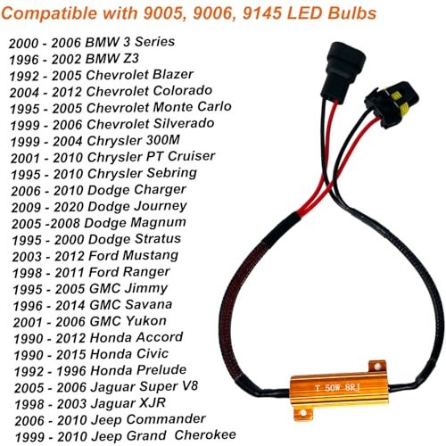 Onex مجموعة مقاوم الحمل LED O-NEX 9006 50W 8ohm لمبة المصباح الأمامي مع موصل ريلاي مضاد للوميض ومزيل تحذير الخطأ - Image 3