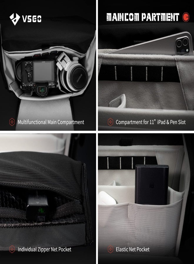 فسجو حقائب كاميرا VSGO - سعة 4 لتر، 6 لتر، و7-9 لتر، مقاومة للماء، قابلة للتخصيص لتنظيم معدات التصوير والسفر، أسود، 6 لتر - Image 4