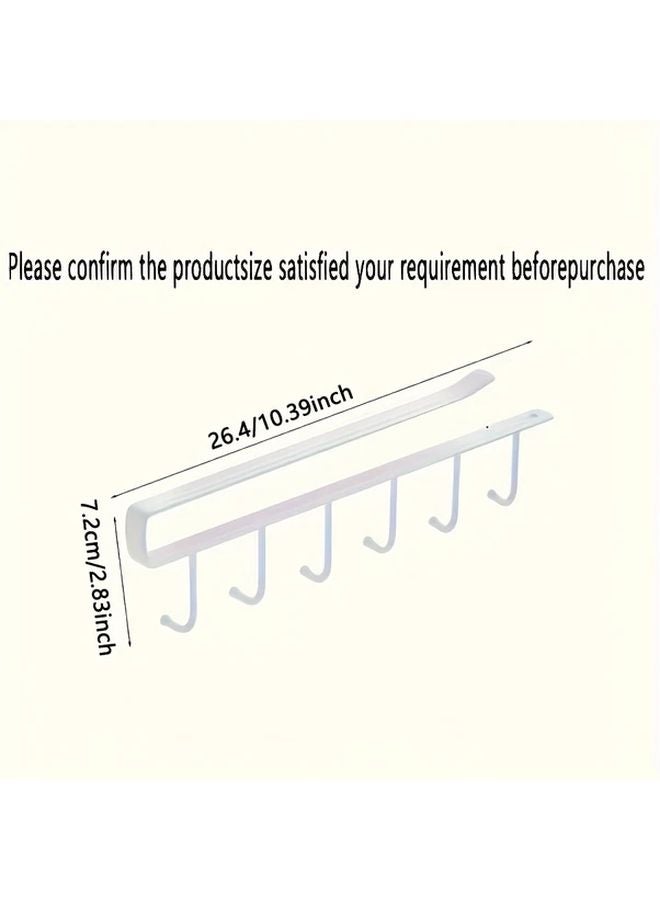 White Wall Mounted Hat Rack 6 Hook Space Saving Organizer For Wardrobe Door Closet - Image 1