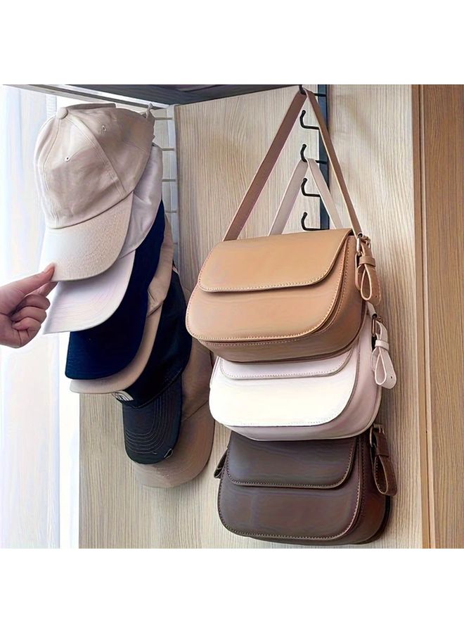 White Wall Mounted Hat Rack 6 Hook Space Saving Organizer For Wardrobe Door Closet - Image 4