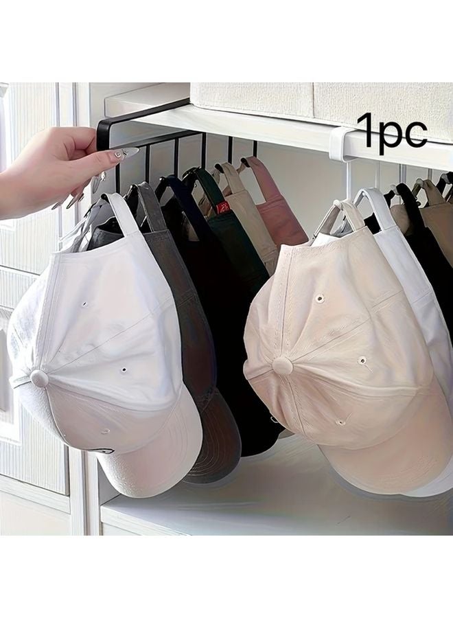 White Wall Mounted Hat Rack 6 Hook Space Saving Organizer For Wardrobe Door Closet - Image 2