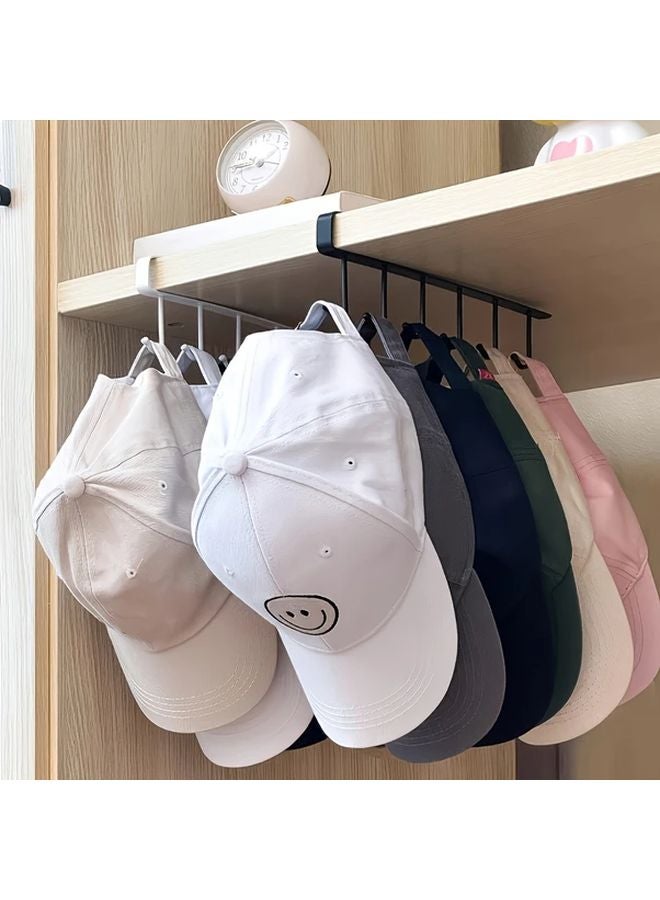 White Wall Mounted Hat Rack 6 Hook Space Saving Organizer For Wardrobe Door Closet - Image 5