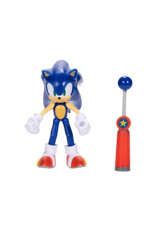 Sonic The Hedgehog 4-Inch Sonic Action Figure With Blue Checkpoint Accessory. Ages 3+ (Officially Licensed By Sega)  - Image 1