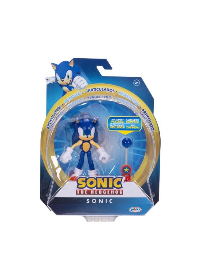 Sonic The Hedgehog 4-Inch Sonic Action Figure With Blue Checkpoint Accessory. Ages 3+ (Officially Licensed By Sega)  - Image 3