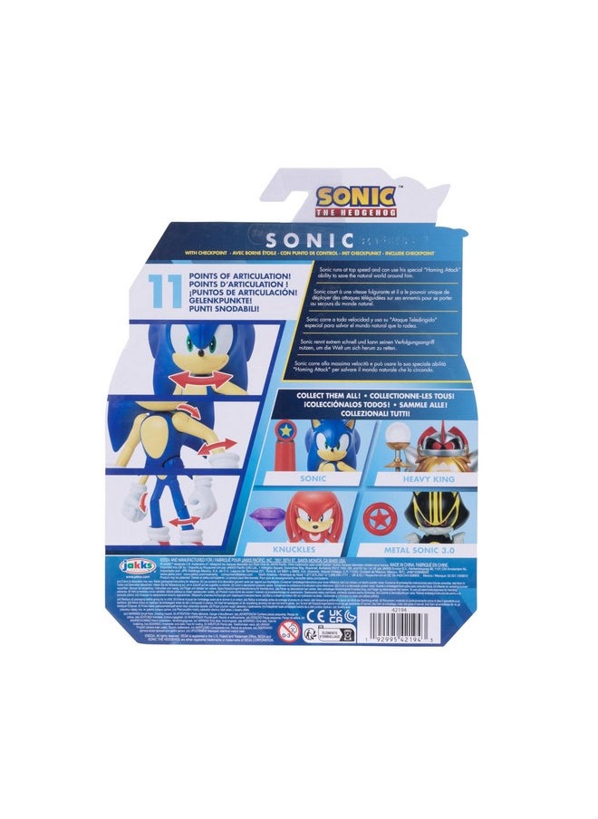 Sonic The Hedgehog 4-Inch Sonic Action Figure With Blue Checkpoint Accessory. Ages 3+ (Officially Licensed By Sega)  - Image 4