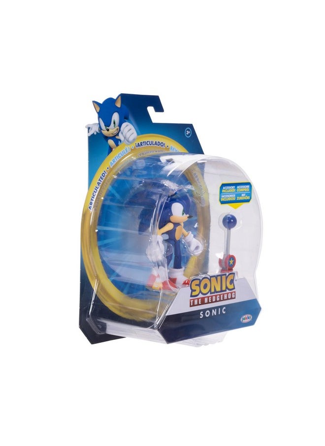 Sonic The Hedgehog 4-Inch Sonic Action Figure With Blue Checkpoint Accessory. Ages 3+ (Officially Licensed By Sega)  - Image 5