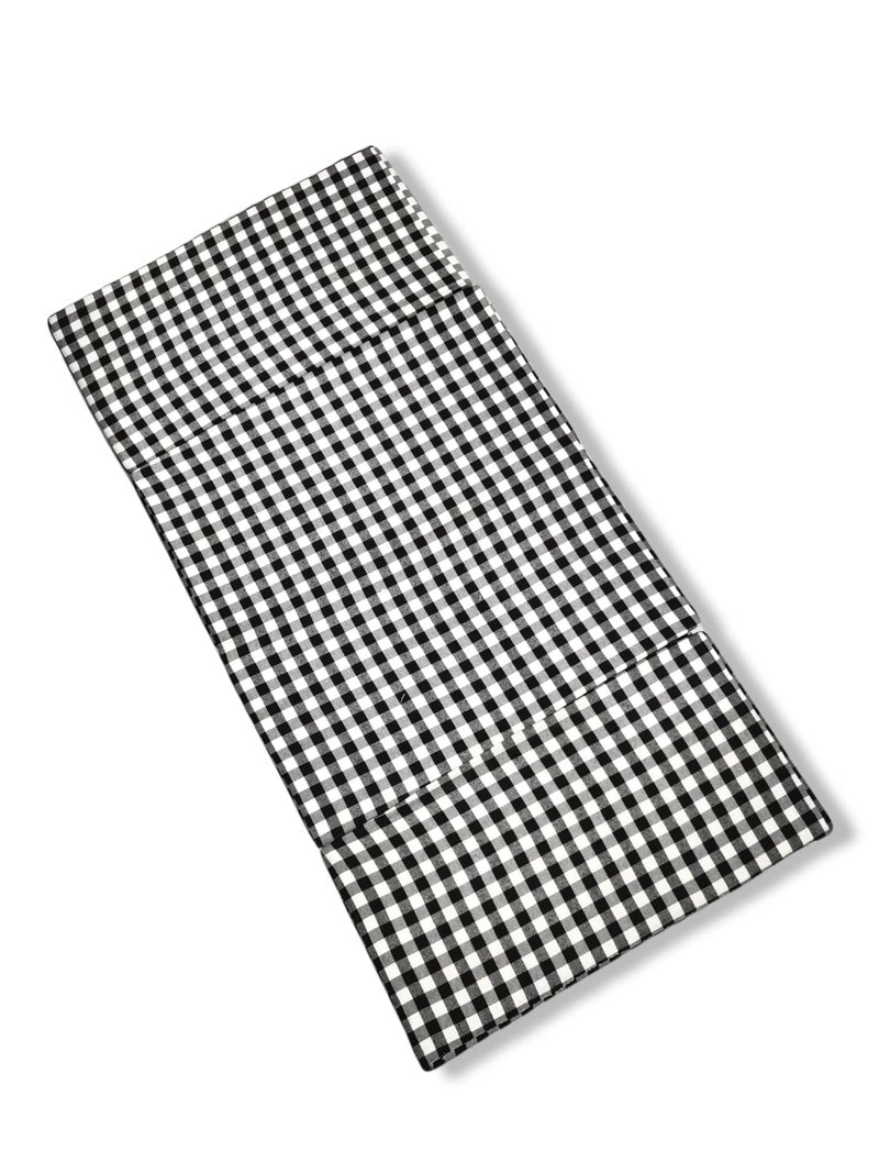 Deevine Craft 4 Fold Cotton Cover 4-inch Thick Medium Hard Firm Single Size Folding Pure White EPE Foam 4 Fold Mattress for Travel, Picnic (Black & White Gingham Plaid Check (35X72X4 Inche) 72X36X4 - Image 4