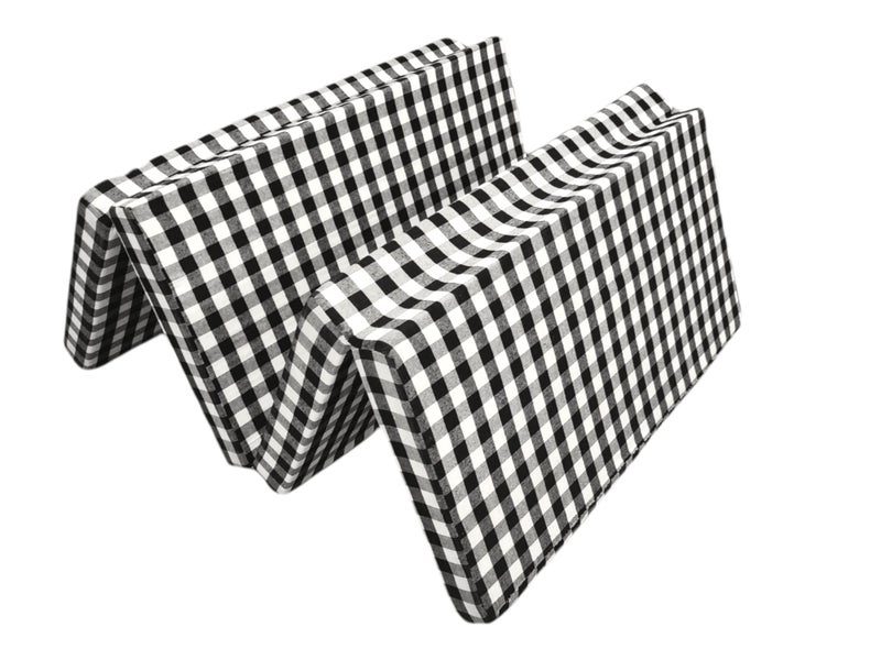 Deevine Craft 4 Fold Cotton Cover 4-inch Thick Medium Hard Firm Single Size Folding Pure White EPE Foam 4 Fold Mattress for Travel, Picnic (Black & White Gingham Plaid Check (35X72X4 Inche) 72X36X4 - Image 2
