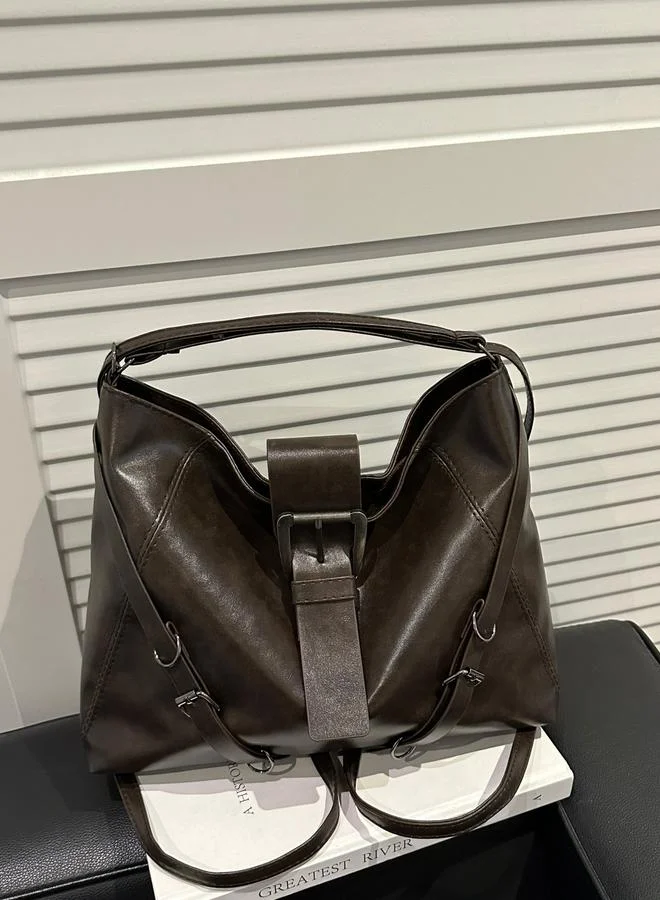 Take Two Coffee Brown Faux Leather Shoulder Bag