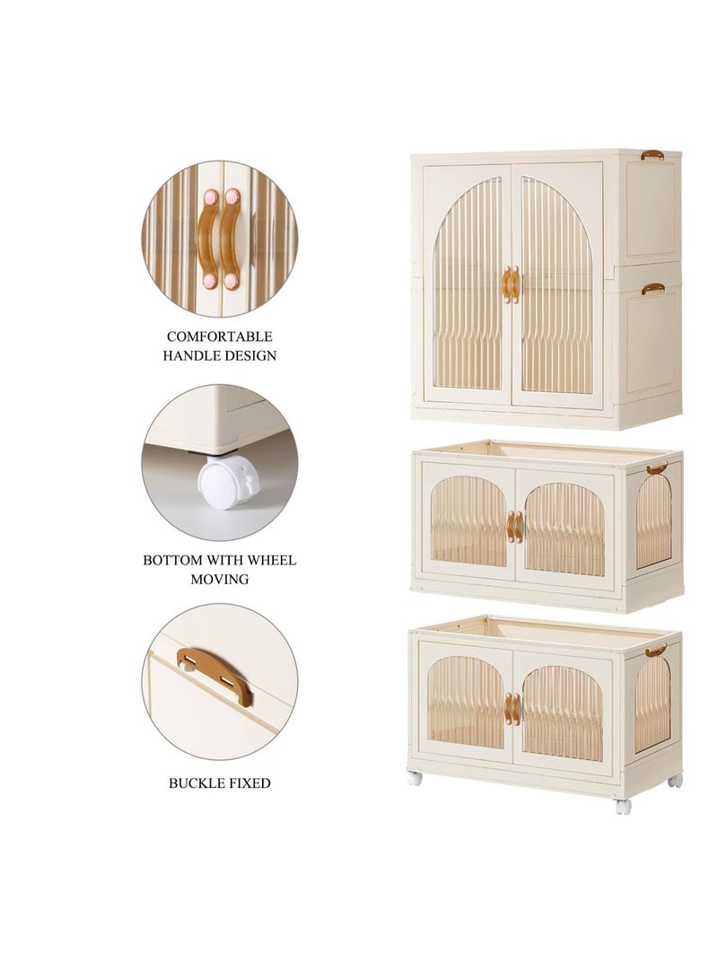 Portable Kids Closet Children's Wardrobe Collapsible Plastic Baby Clothes Large Cabinet Bedroom Nursery Armoire Quick Install Toddler Dresser with Hanging Rod and Door,White  - Image 5
