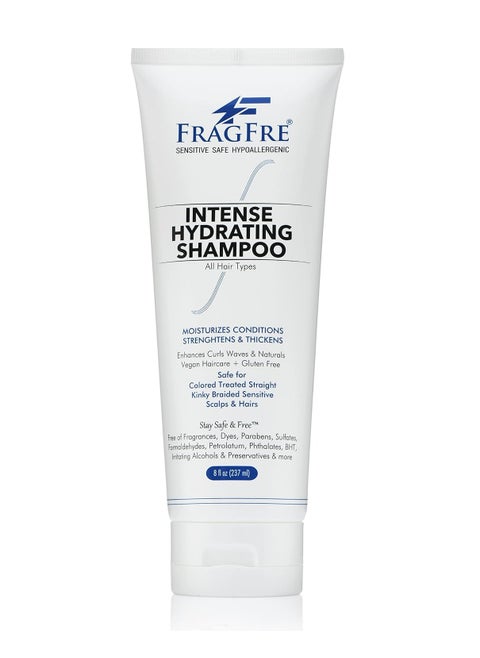 Intense Hydrating Shampoo 8 oz - Fragrance Free Hypoallergenic Sulfate Free Moisturizing Shampoo - Safe on Colors and Sensitive Scalps - Strenghtens Dry Hairs - Vegan Gluten Free Cruelty Free