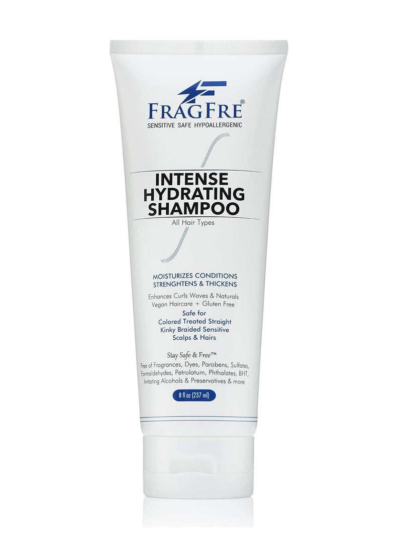FRAGFRE Intense Hydrating Shampoo 8 oz - Fragrance Free Hypoallergenic Sulfate Free Moisturizing Shampoo - Safe on Colors and Sensitive Scalps - Strenghtens Dry Hairs - Vegan Gluten Free Cruelty Free  - Image 1