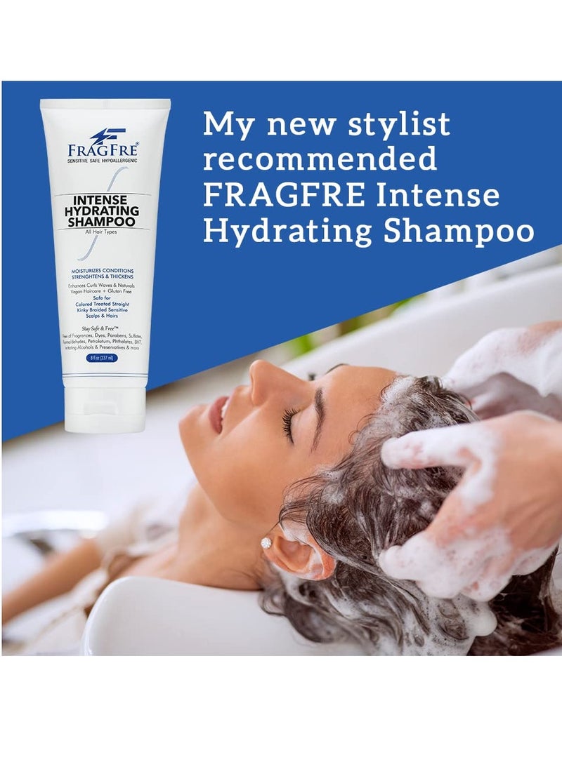 FRAGFRE Intense Hydrating Shampoo 8 oz - Fragrance Free Hypoallergenic Sulfate Free Moisturizing Shampoo - Safe on Colors and Sensitive Scalps - Strenghtens Dry Hairs - Vegan Gluten Free Cruelty Free  - Image 2