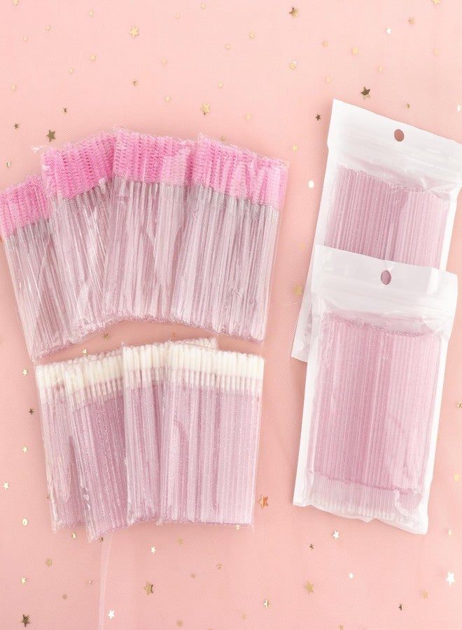 MyAoKuE-UP 600 Pcs Eyelash Extension Supplies Kit, Include 200 Lash Spoolies Mascara Brushes 200 Crystal Lip Brushes 200 Micro Swabs Eyelash Brushes Makeup Applicator Tool Set(Pink) - Image 2