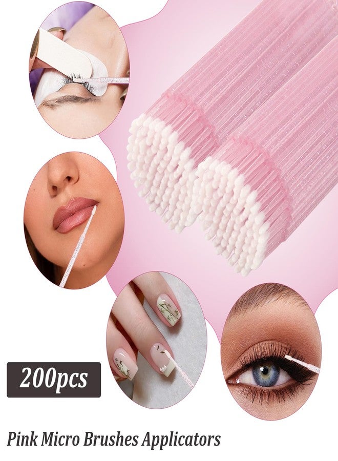 MyAoKuE-UP 600 Pcs Eyelash Extension Supplies Kit, Include 200 Lash Spoolies Mascara Brushes 200 Crystal Lip Brushes 200 Micro Swabs Eyelash Brushes Makeup Applicator Tool Set(Pink) - Image 5