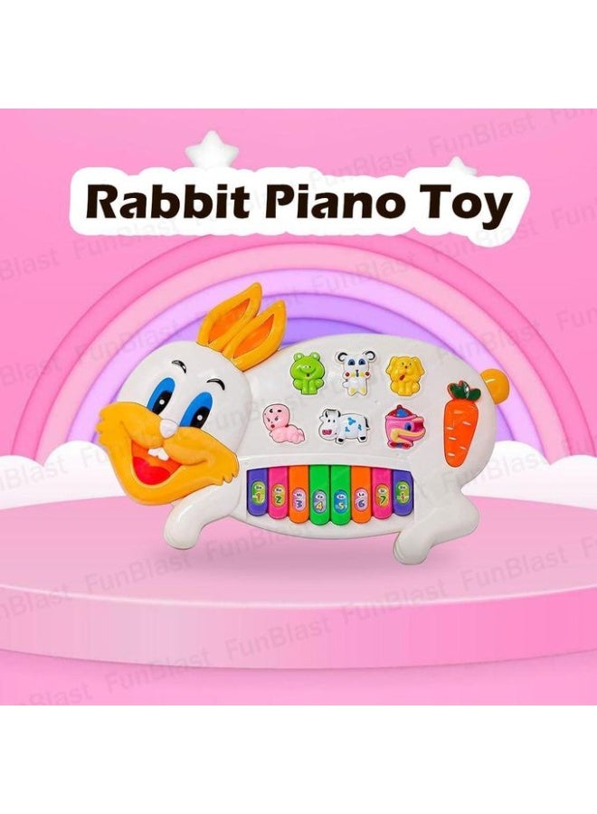 فنبلاست لعبة بيانو الأرانب الموسيقية للأطفال – بيانو تفاعلي 15 مفتاحًا مع أضواء وامضة، أصوات حيوانات و3 أنماط لعب - لعبة موسيقية تعليمية للأولاد والبنات - هدية عيد الميلاد وعيد الكريسماس - تعلم ممتع للصغار - اللون قد يختلف - Image 4