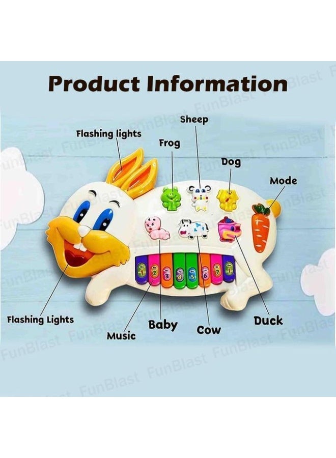 فنبلاست لعبة بيانو الأرانب الموسيقية للأطفال – بيانو تفاعلي 15 مفتاحًا مع أضواء وامضة، أصوات حيوانات و3 أنماط لعب - لعبة موسيقية تعليمية للأولاد والبنات - هدية عيد الميلاد وعيد الكريسماس - تعلم ممتع للصغار - اللون قد يختلف - Image 3