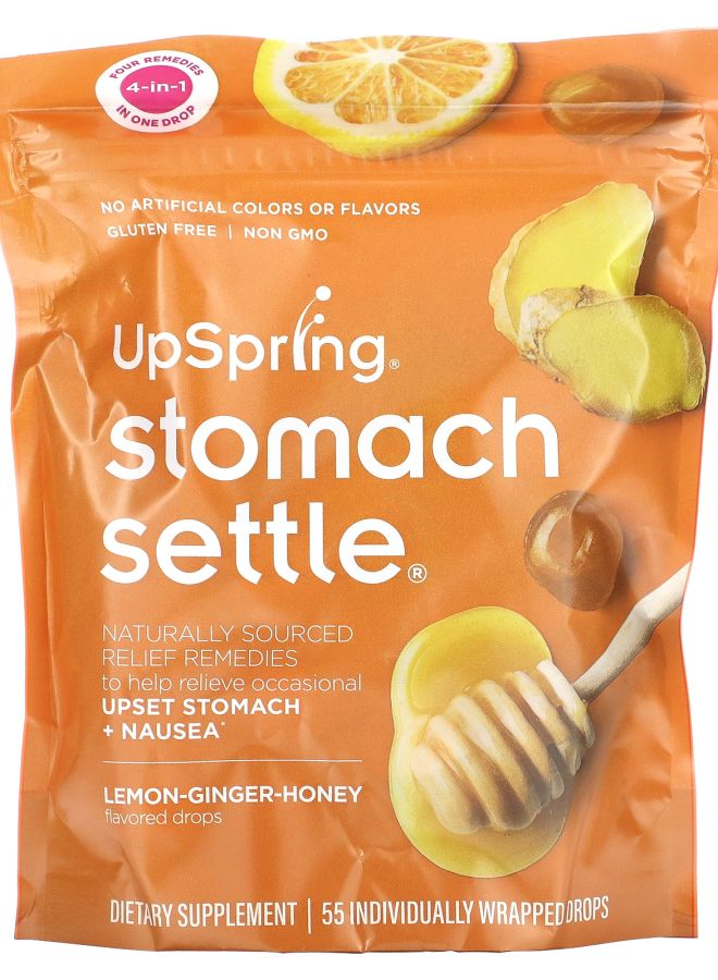 UpSpring Stomach Settle Lemon-Ginger-Honey 55 Individually Wrapped Drops