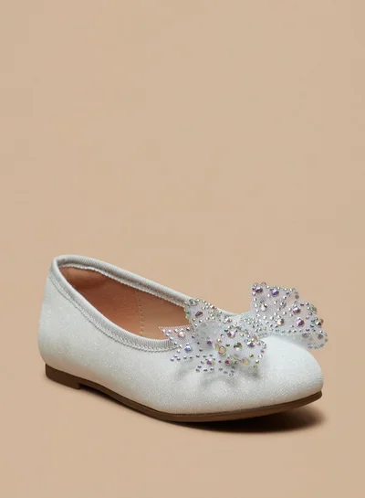 JUNIORS Girls Bow Accent Slip-On Ballerina Shoes
