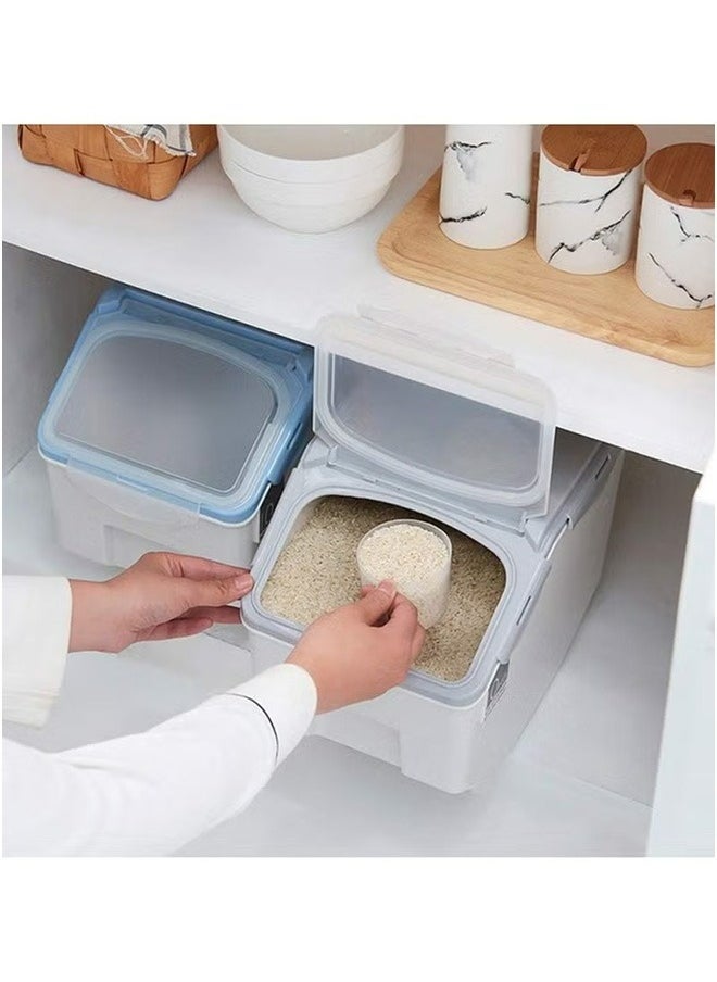 RollsTimi  10 Kg Rice Storage Container,Moisture-Proof Plastic Grain And Food Box Sealed With Wheels,Used For Rice,Grain,Flour,Kitchen Food Storage Solution  - Image 3