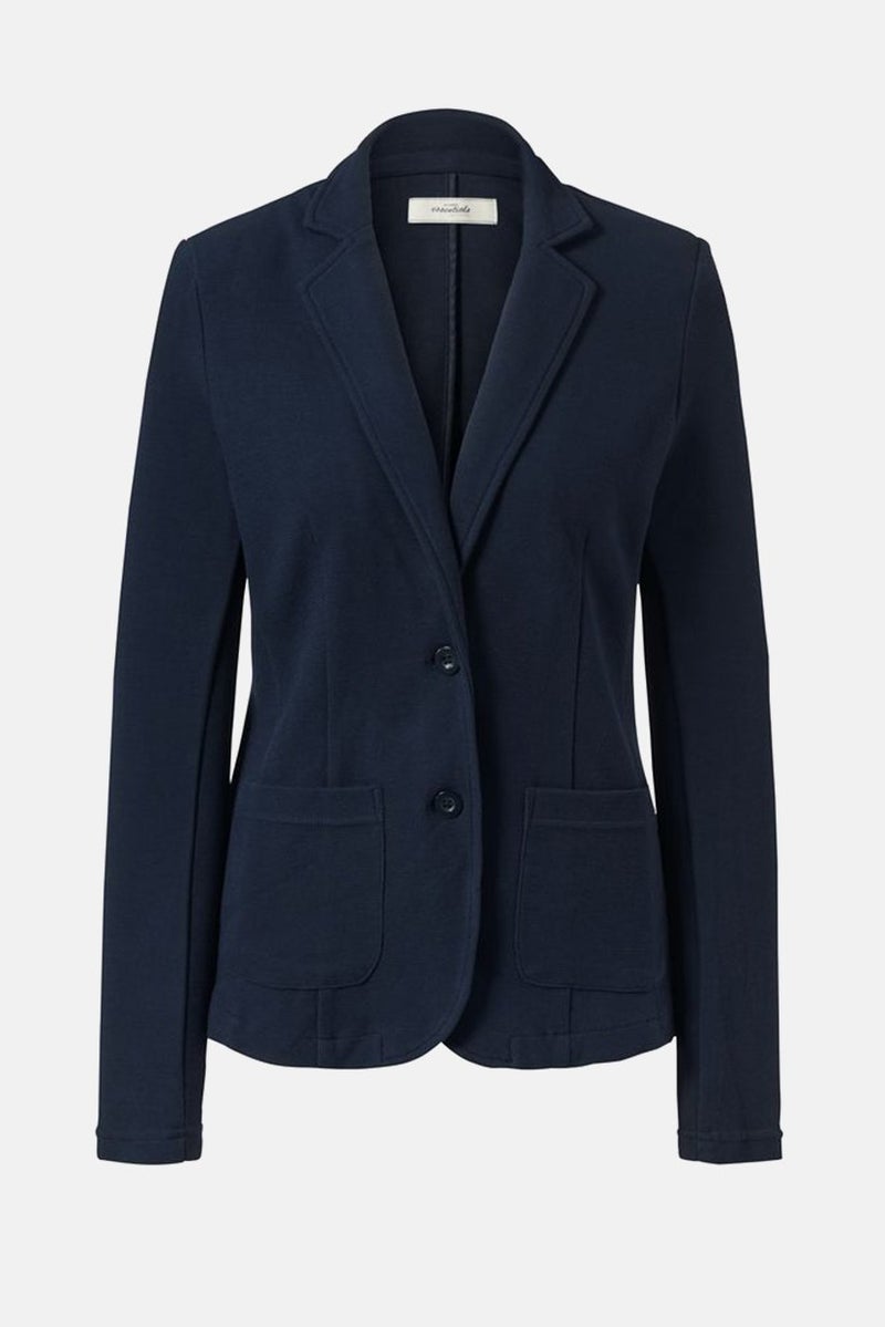Tchibo Women Regular Fit Textured Notch Collar Blazer, Navy - Image 2