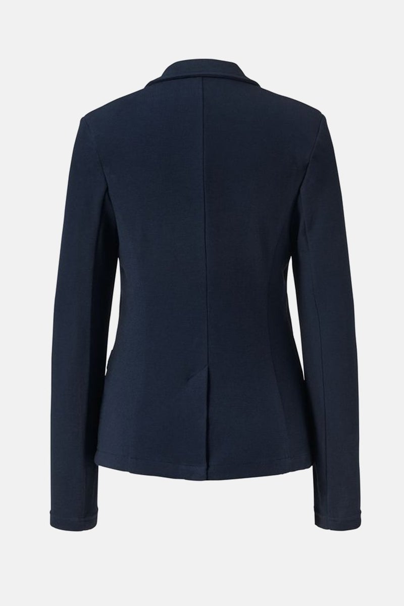 Tchibo Women Regular Fit Textured Notch Collar Blazer, Navy - Image 3
