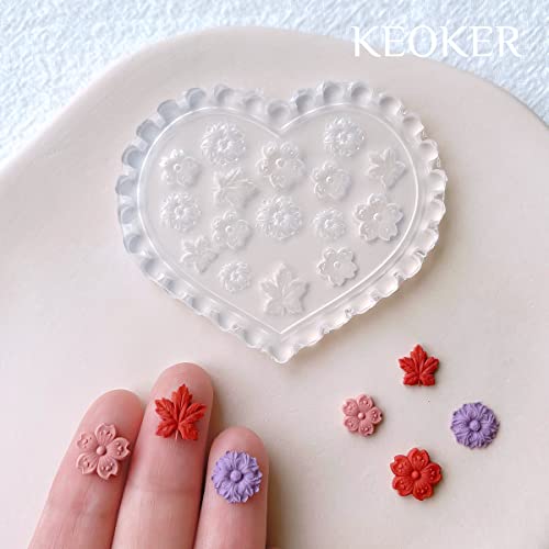 KEOKER Flower Polymer Clay Molds - 4 Pcs Floral Molds for Jewelry Making, Miniature Molds, Earring Molds (Substitute Polymer Clay Cutters) (4PCS) - Image 5