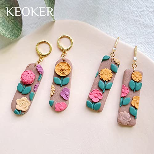 KEOKER Flower Polymer Clay Molds - 4 Pcs Floral Molds for Jewelry Making, Miniature Molds, Earring Molds (Substitute Polymer Clay Cutters) (4PCS) - Image 2