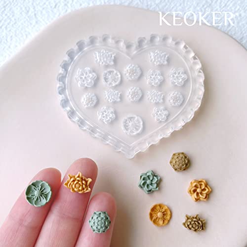 KEOKER Flower Polymer Clay Molds - 4 Pcs Floral Molds for Jewelry Making, Miniature Molds, Earring Molds (Substitute Polymer Clay Cutters) (4PCS) - Image 3