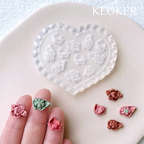 KEOKER Flower Polymer Clay Molds - 4 Pcs Floral Molds for Jewelry Making, Miniature Molds, Earring Molds (Substitute Polymer Clay Cutters) (4PCS) - Image 4