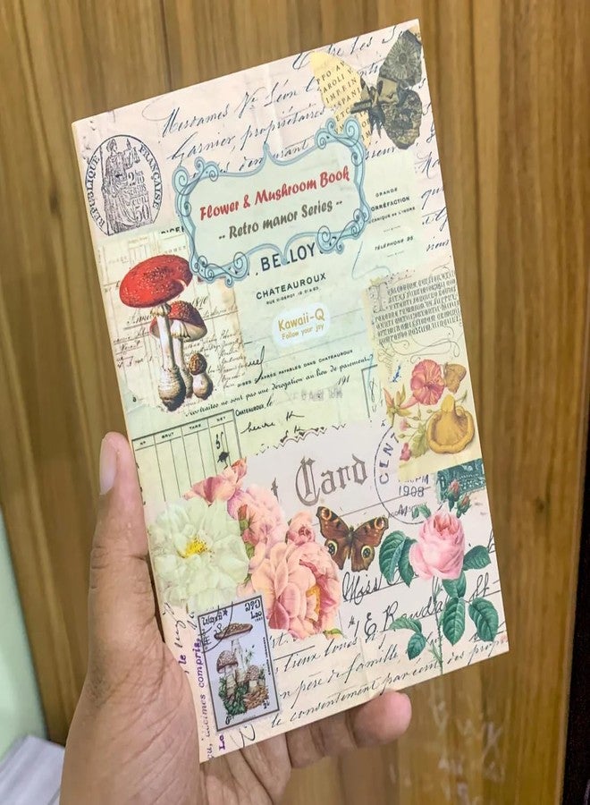 DD Retails Vintage Decorative Sticker Book || Aesthetic Deco Sticker Book for Scrapbooking & Creative Journaling || Paper Cutout & Sticker Book with Paper Sticker (Pack of 1) (Flower & Mushroom Book) - Image 1