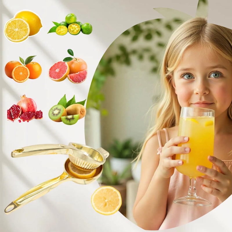 Agirlvct Lemon Squeezer, Heavy Duty Zinc Alloy Manual Citrus Juicer Hand Press,High Yield Threaded Groove Small Oranges Limes Juicer, Juice Maker for Cocktails Home Restaurant Kitchen Utensils(Gold) - Image 4