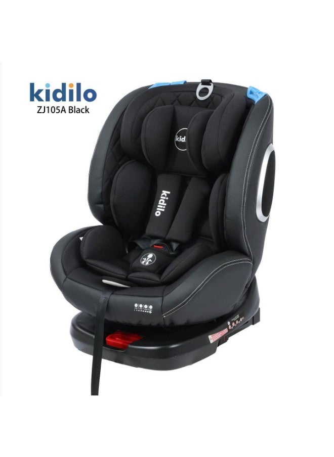 Kidilo 360° Rotation Car Seat with Isofix, Rear & Forward-Facing Positions, Model (105A) black  - Image 1
