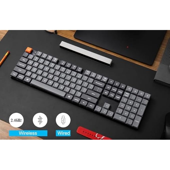 rayihni لوحة مفاتيح ميكانيكية مخصصة K5 MAX فائق النحافة لاسلكية، قابلة للبرمجة QMK/VIA، تبديل ساخن بلوتوث/2.4 جيجاهرتز/سلكية مع إضاءة خلفية RGB، مفاتيح GATERON بروفايل منخفض، أغطية مفاتيح PBT لنظام MAC وWIN وLINUX - Image 2