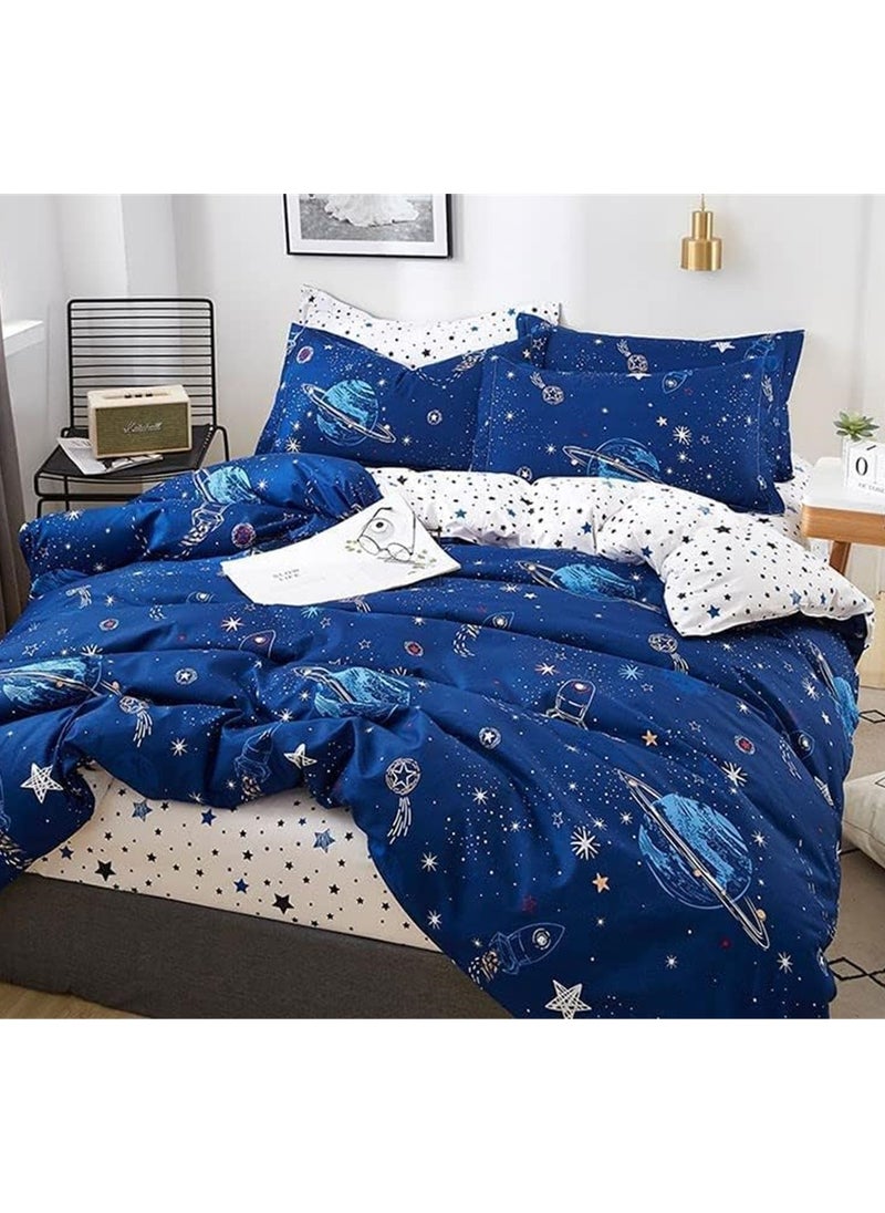 GOLDEN HOME طقم غطاء لحاف بنمط مخطط مكون من 6 قطع مقاس كينج/كوين/مفرد. تتضمن المجموعة 1 غطاء لحاف، 1 ملاءة سرير جاهزة، 4 أكياس وسائد  - Image 2
