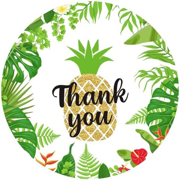 50 Pack of 2 Round Pineapple Stickers Thank You Sticker Labels for Tropical Party Birthday Baby Shower Wedding Decoration
