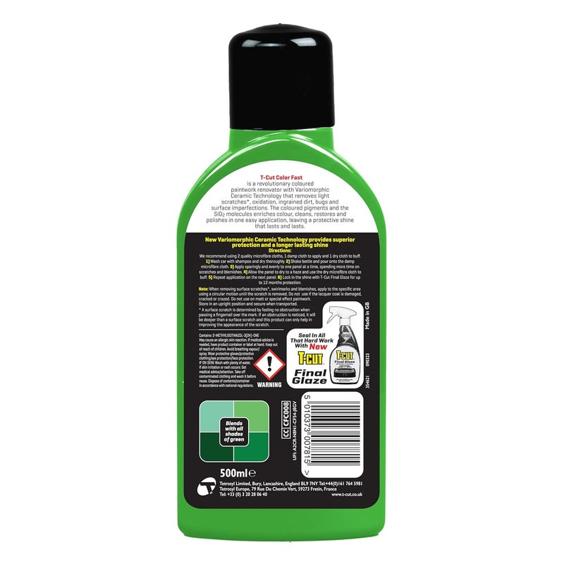 T-Cut Dark Green Scratch Remover Color Fast Paintwork Restorer Car Polish, 13 Colors Available, 17 Fl Oz - Image 2