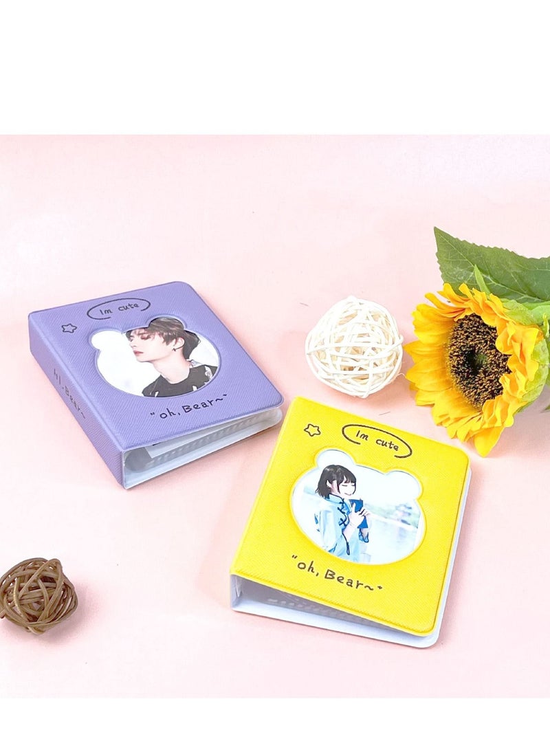 Excefore 3 inch Mini Photo Album Kpop Photocard Binder, Card Id Holder Book with 36 Pockets( Purple Hollow Bear)  - Image 5