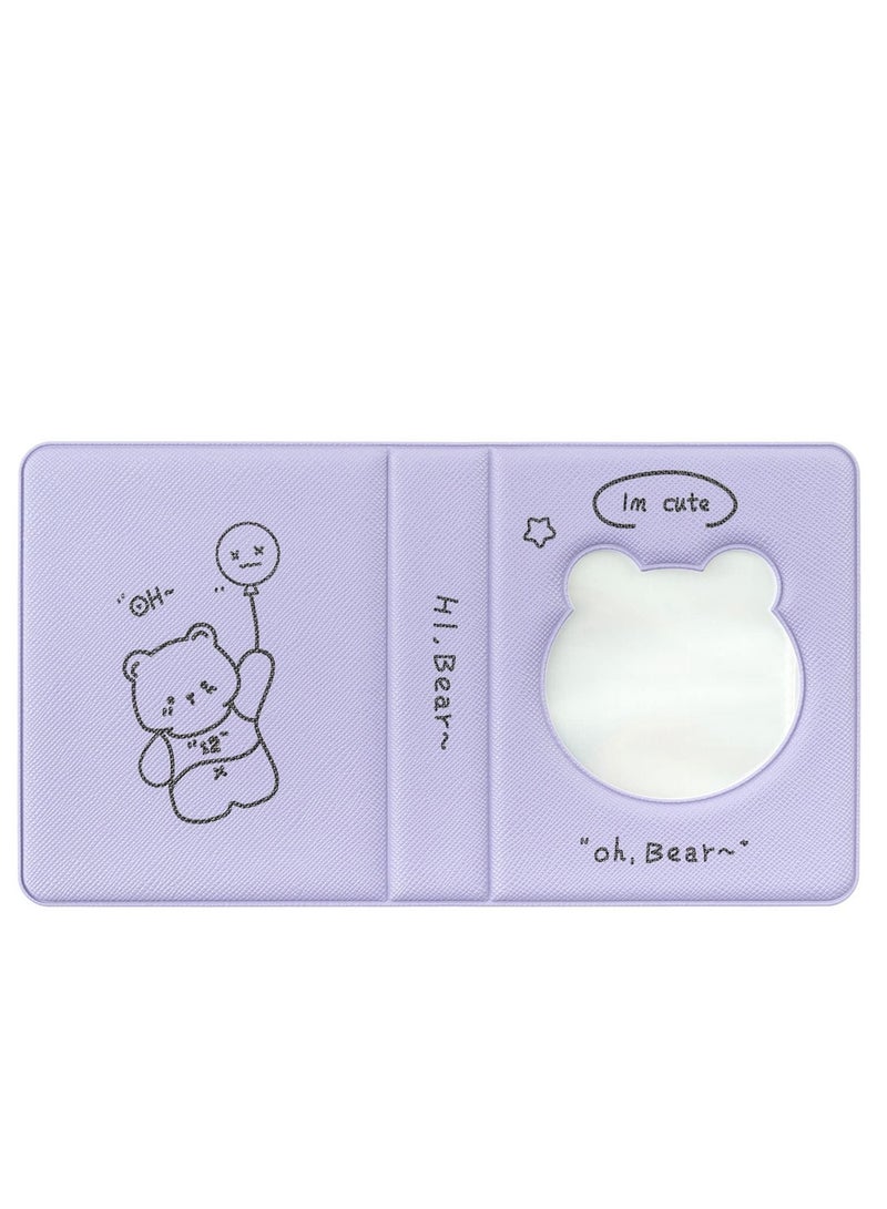Excefore 3 inch Mini Photo Album Kpop Photocard Binder, Card Id Holder Book with 36 Pockets( Purple Hollow Bear)  - Image 2