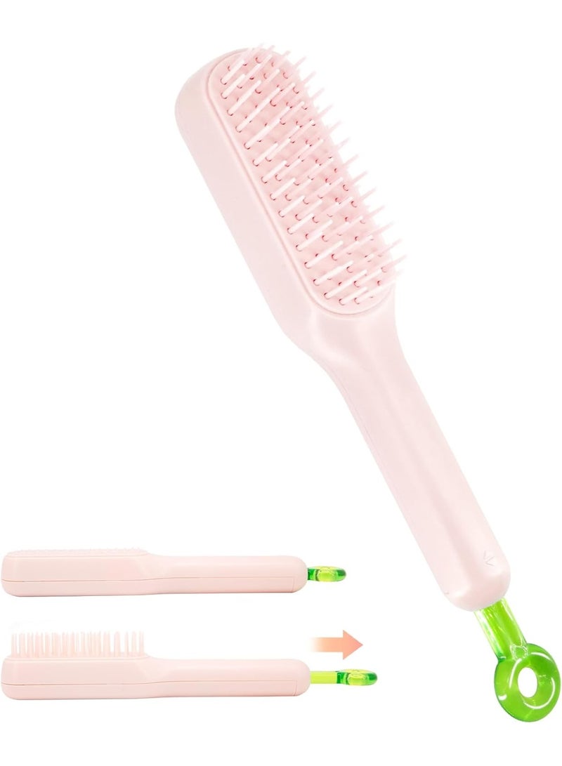 Portable Self Cleaning Detangling Hair Brush with Retractable Bristles Scalp Massage Comb Anti Static Hair Styling Tool for Women Suitable for Natural Hair Extensions Wigs Curly and Straight Hair - Image 1