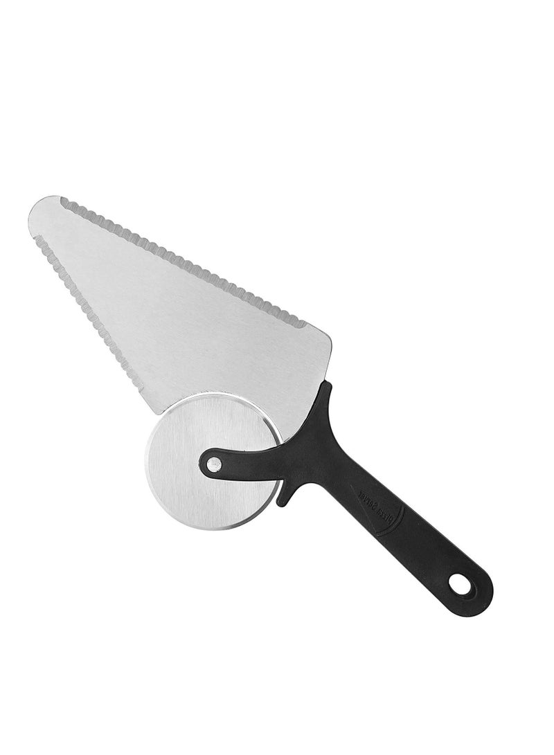 SOLARAE Pizza Cutter Wheel 3 In 1 Stainless Steel Cake Pie Server Slicer with Non Slip Handle for Pies Waffles and Cookies Dough Chef Sharp Rocke - Image 1
