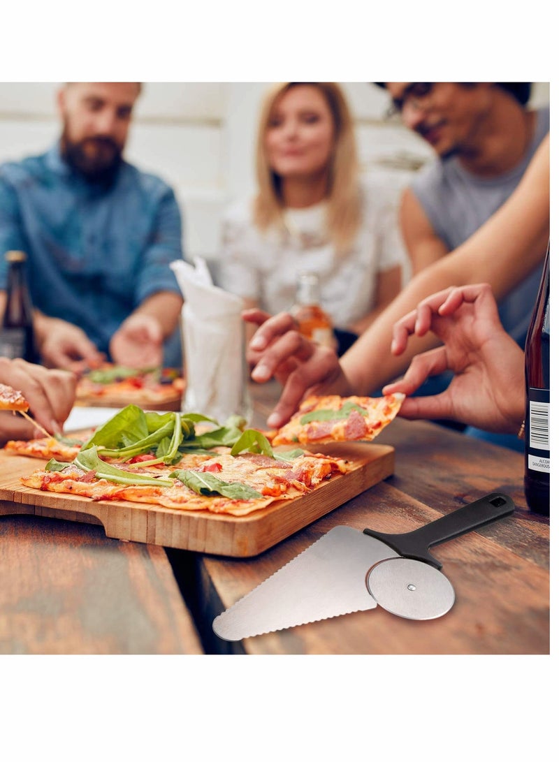 SOLARAE Pizza Cutter Wheel 3 In 1 Stainless Steel Cake Pie Server Slicer with Non Slip Handle for Pies Waffles and Cookies Dough Chef Sharp Rocke - Image 2