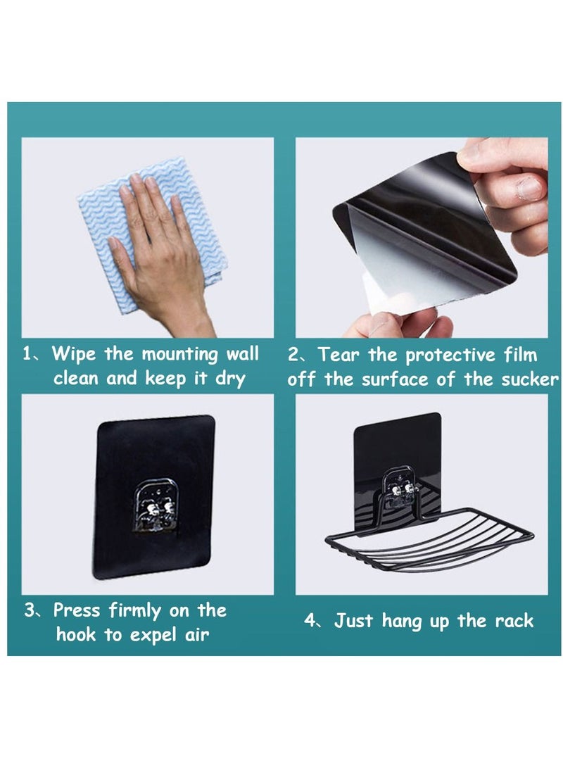 HomarKet Self Adhesive Wall Mounted Soap Dish Holder Black - Image 2